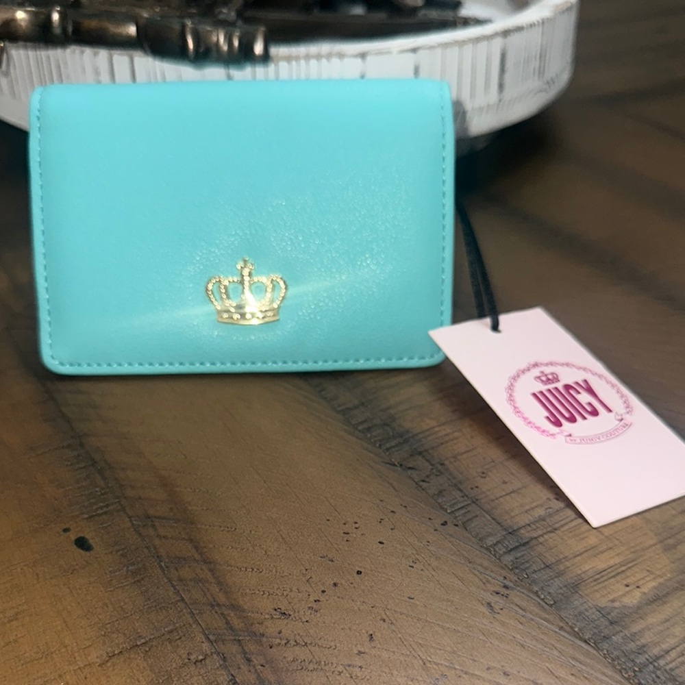Juicy Couture Aqua Card Holder with Gold Crown - Picture 2 of 4
